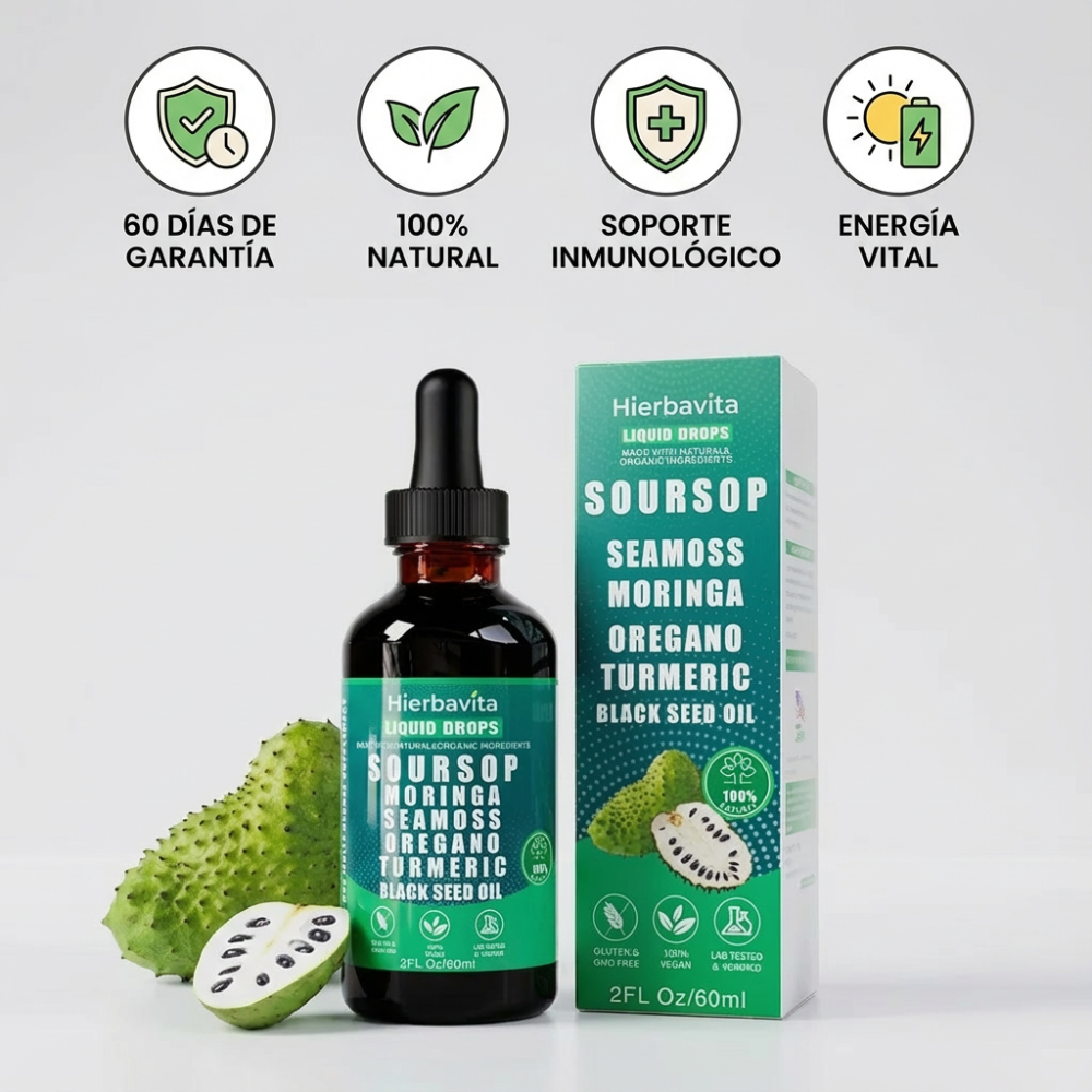 Gotas Orgánicas 10-en-1 de Guanábana Hierbavita™