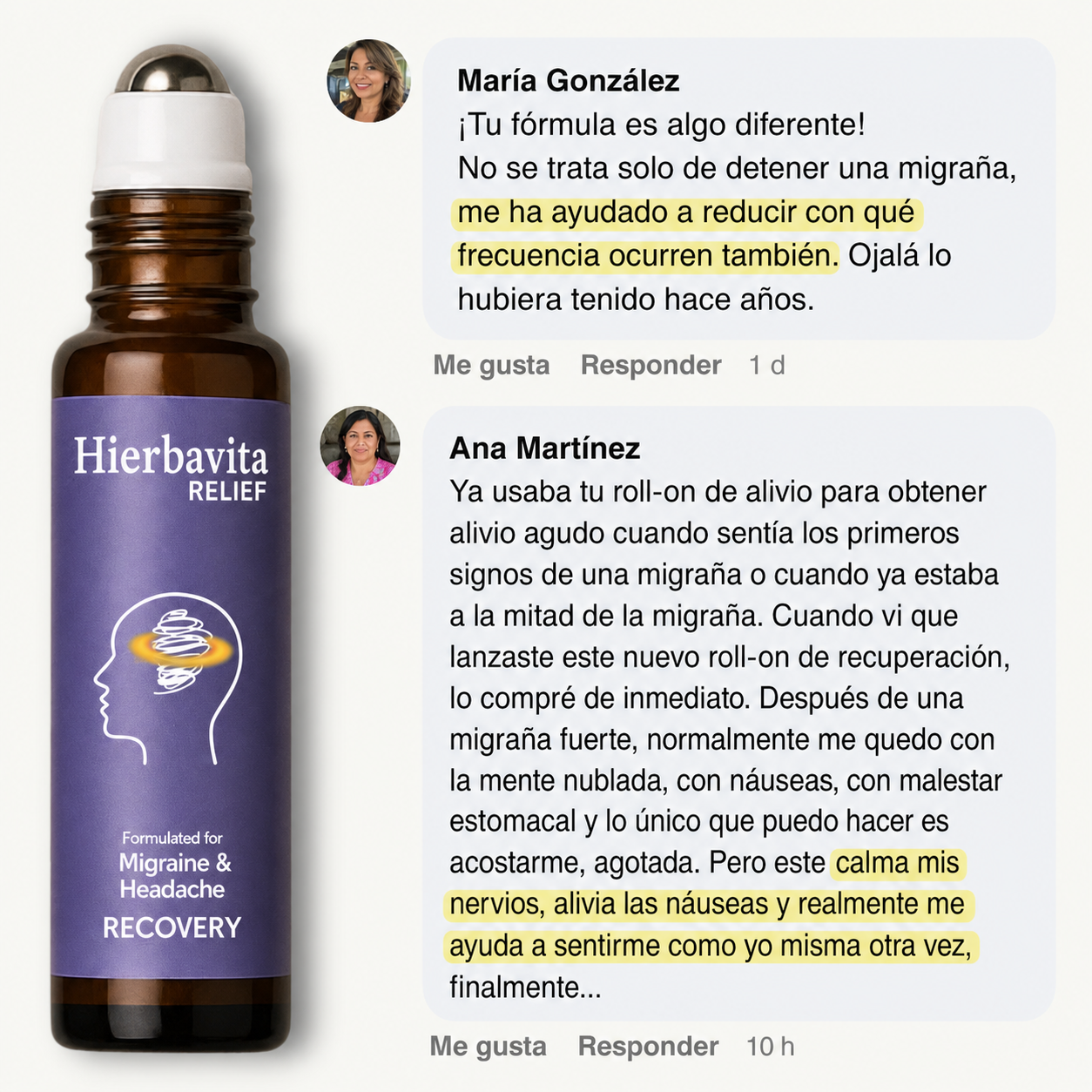 Hierbavita Recuperación Roll-On — frasco para recuperación post-migraña