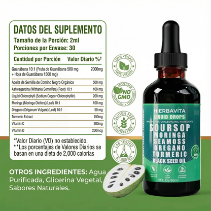 Gotas Orgánicas 10-en-1 de Guanábana Hierbavita™